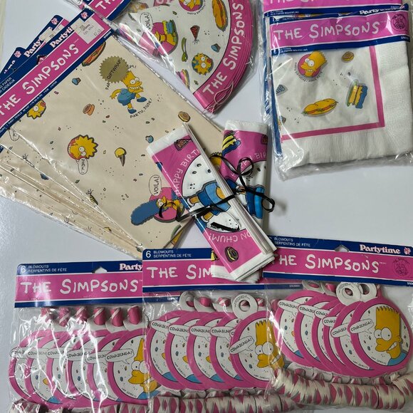 COPY - Vintage 1990 The Simpsons BIRTHDAY PARTY FAVORS/SUPPLIES  - Custom Lot - Picture 1 of 6